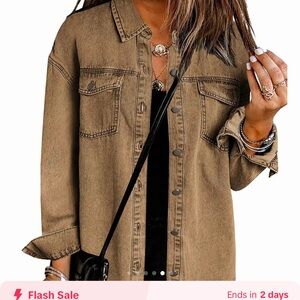 Zeagoo ripped fringe denim jean jacket.